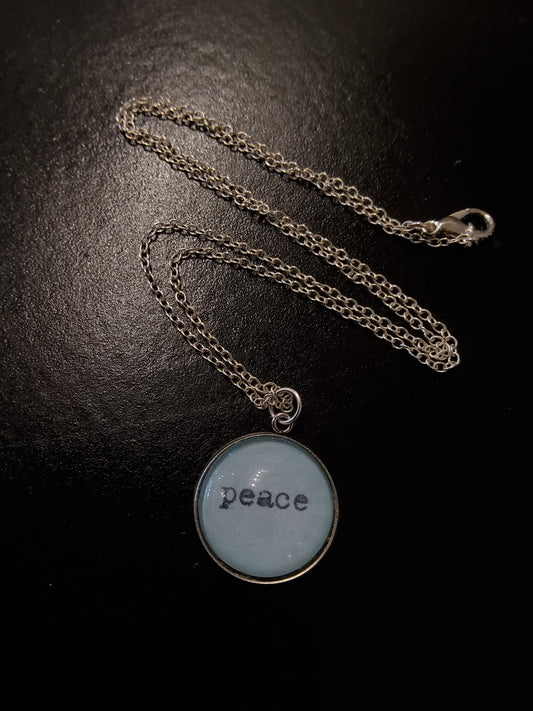 'Peace' Blue Pendant Necklace