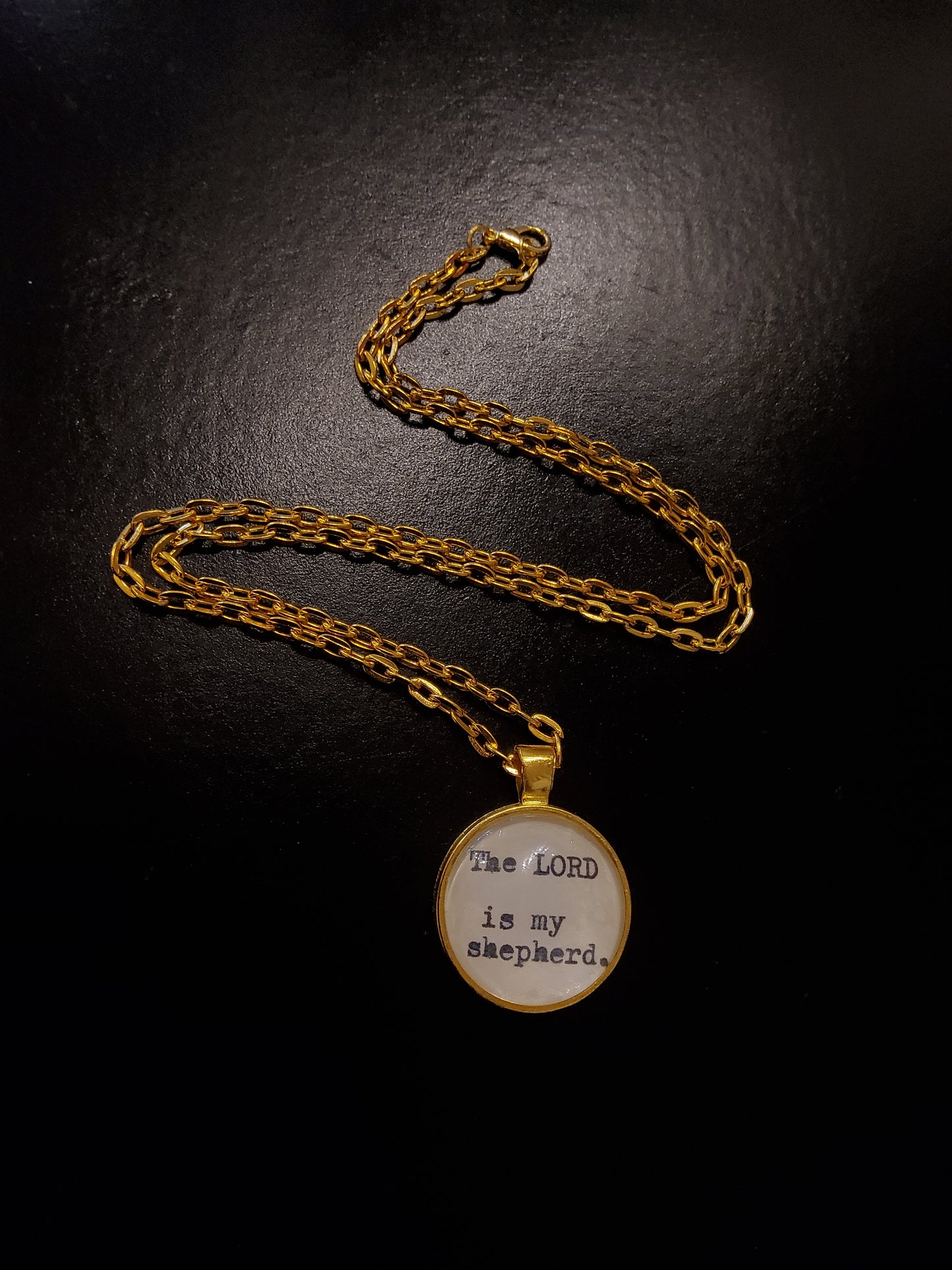 ‘The Lord is My Shepard’ Gold Circular Pendant Necklace