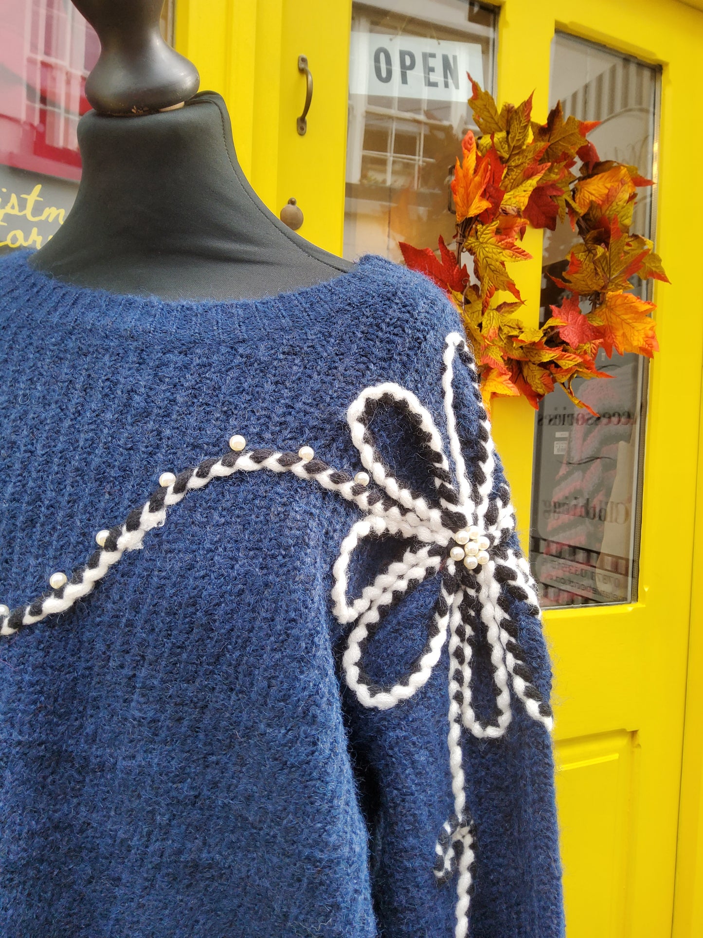 Navy Pearl Floral Jumper