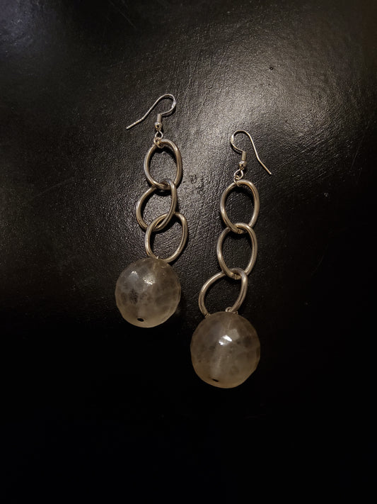 Statement Chain Czech Glass Beaded Earrings
