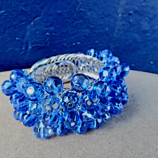 Beaded blue glass cuff