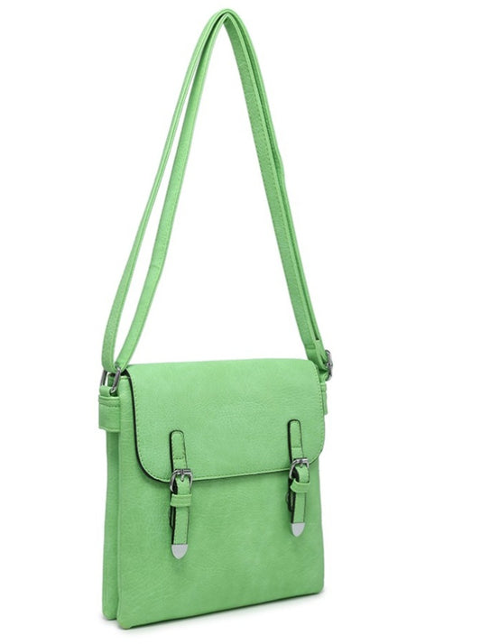 Green Dual Buckle Crossbody Bag