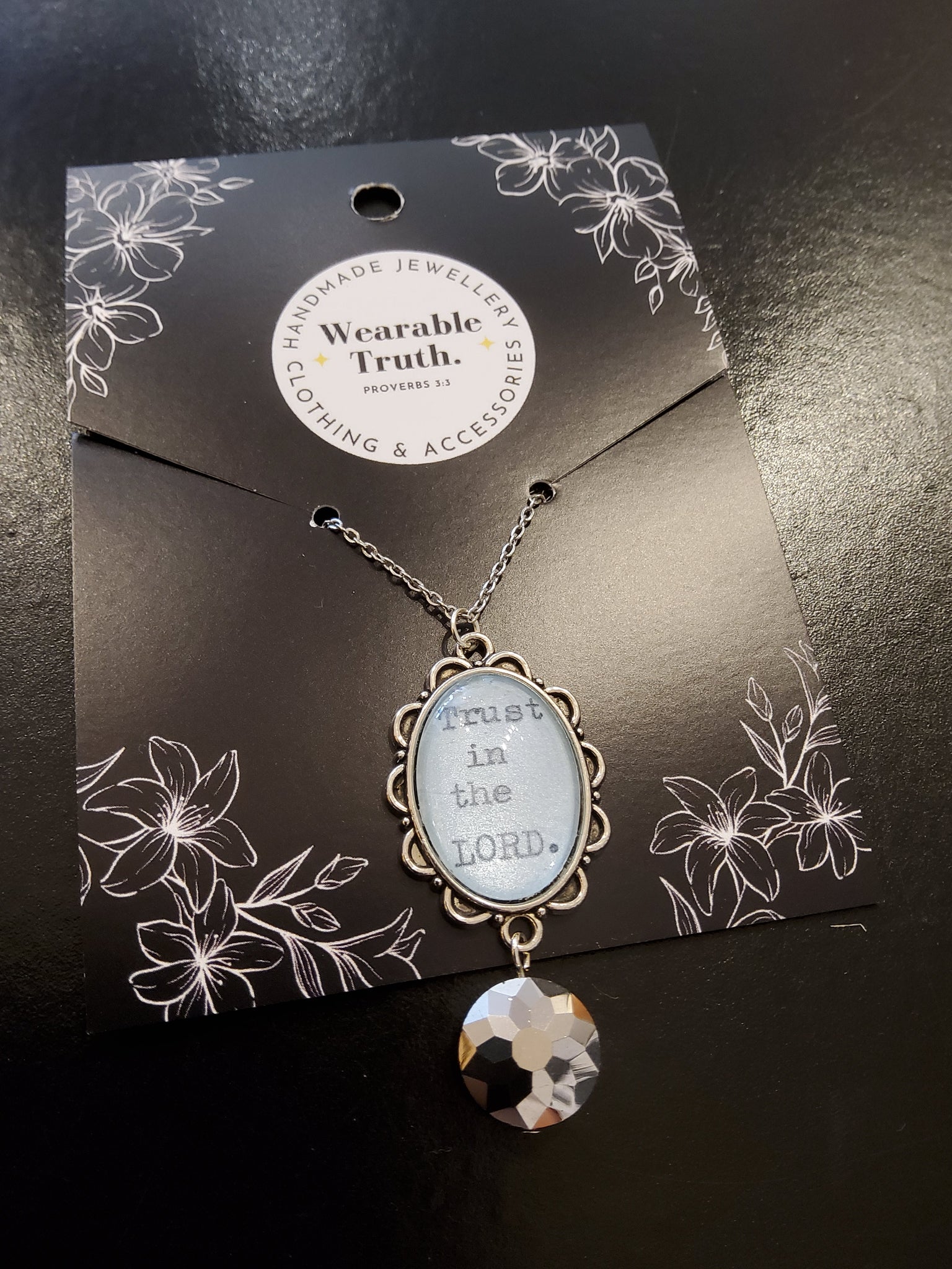 'Trust in the Lord' Silver Gem Necklace