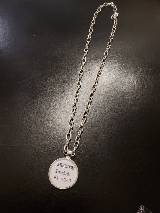 'FREEDOM' Isaiah 61:1-3 Silver Pendant Necklace