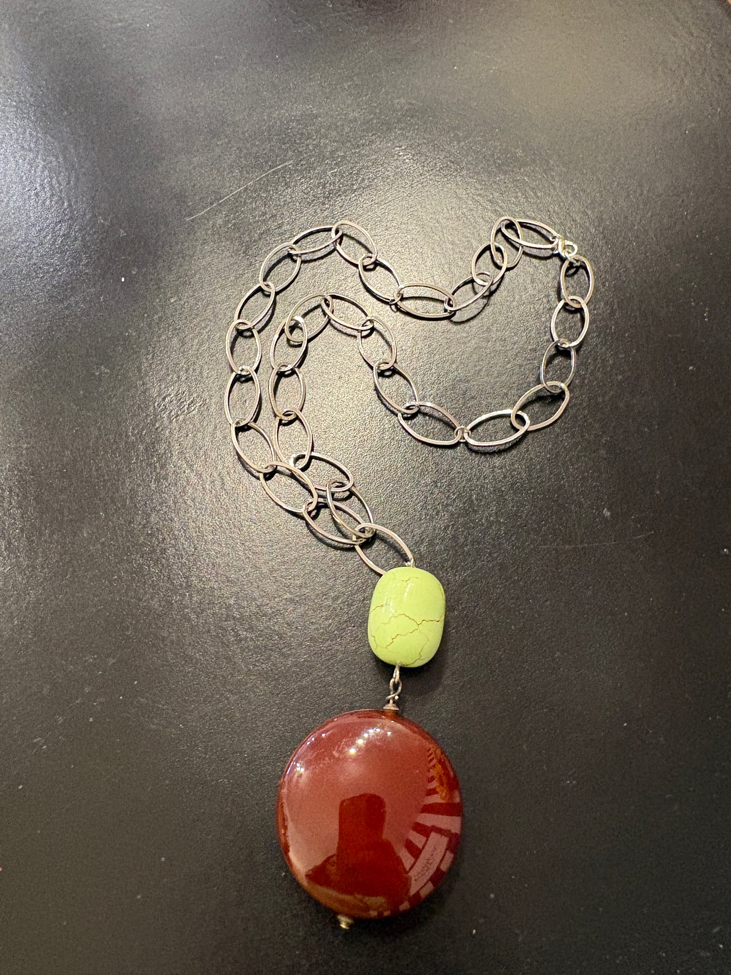 Beaded lime green elasticated bracelet