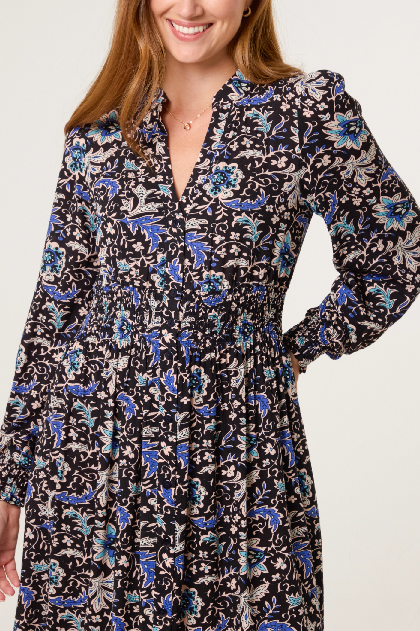 Blue Paisley Shirt Dress