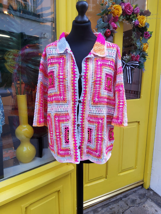 Patchwork Crochet Boxy Shirt