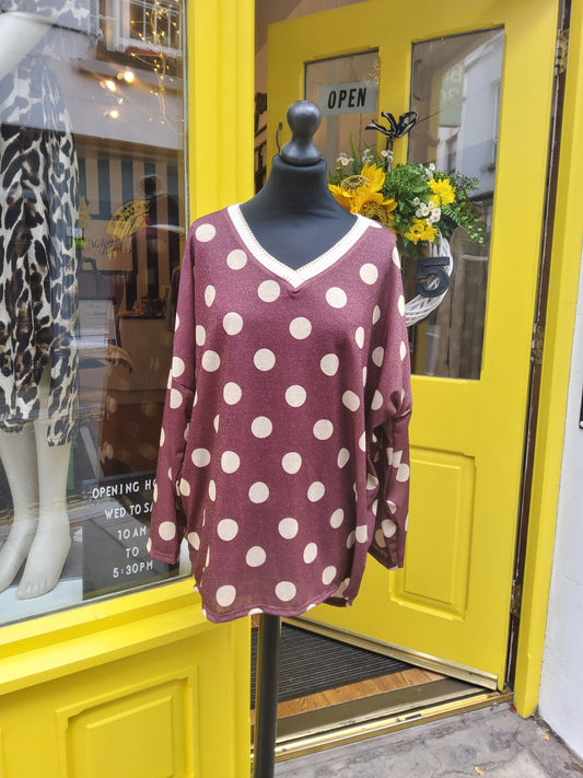 Polka Dot Lurex Fine Knit Jumper