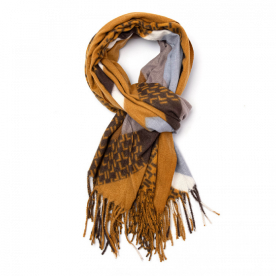 Red Cuckoo Mustard Zigzag Scarf