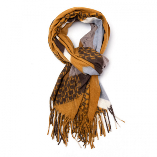 Red Cuckoo Mustard Zigzag Scarf