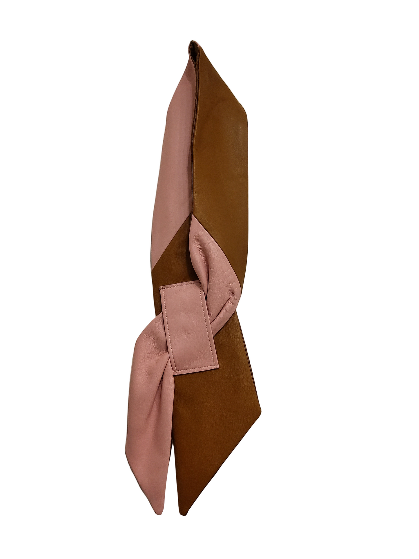 Pink and tan lamb's leather neck scarf