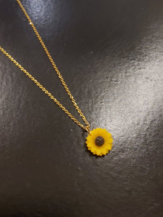 Small Sunflower Gold Necklace