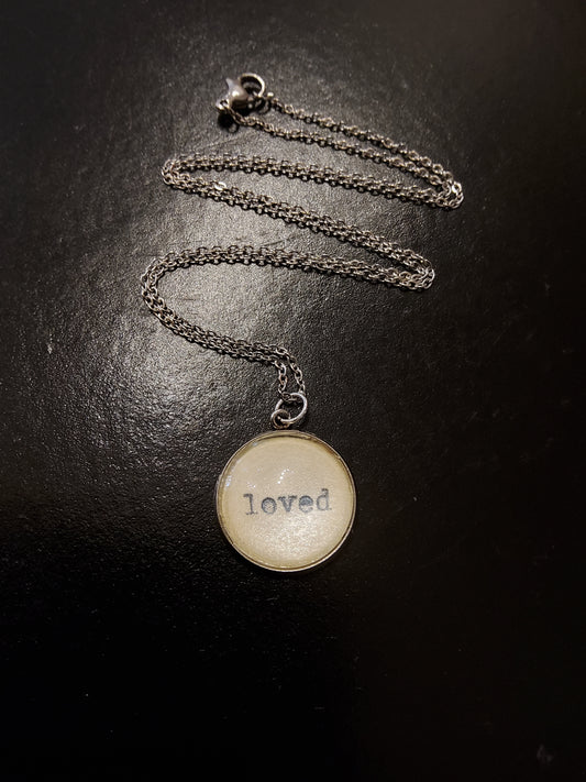 'Loved' Cream Pendant Necklace