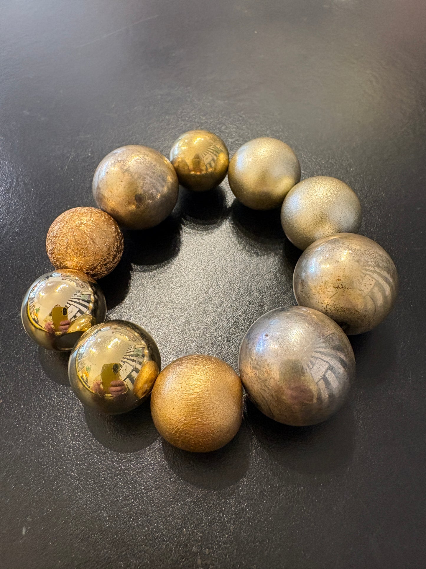 Large Beaded Bracelet in Gold