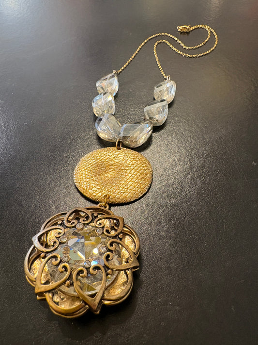 Gold and Crystal Pendant Necklace