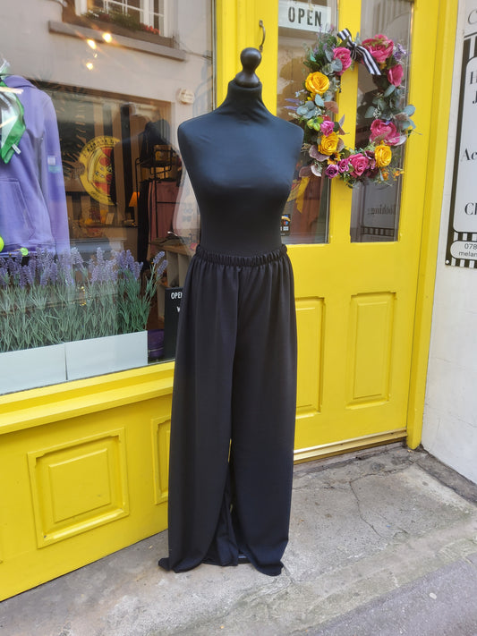 Black Wide Leg Lightweight Trousers