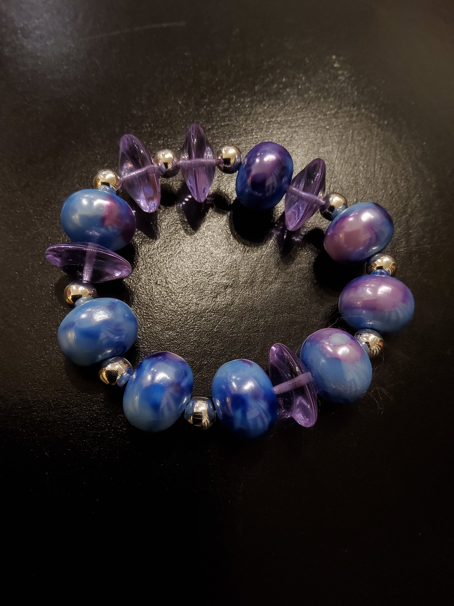 Blue & Purple Beaded Bracelet With Czech Glass