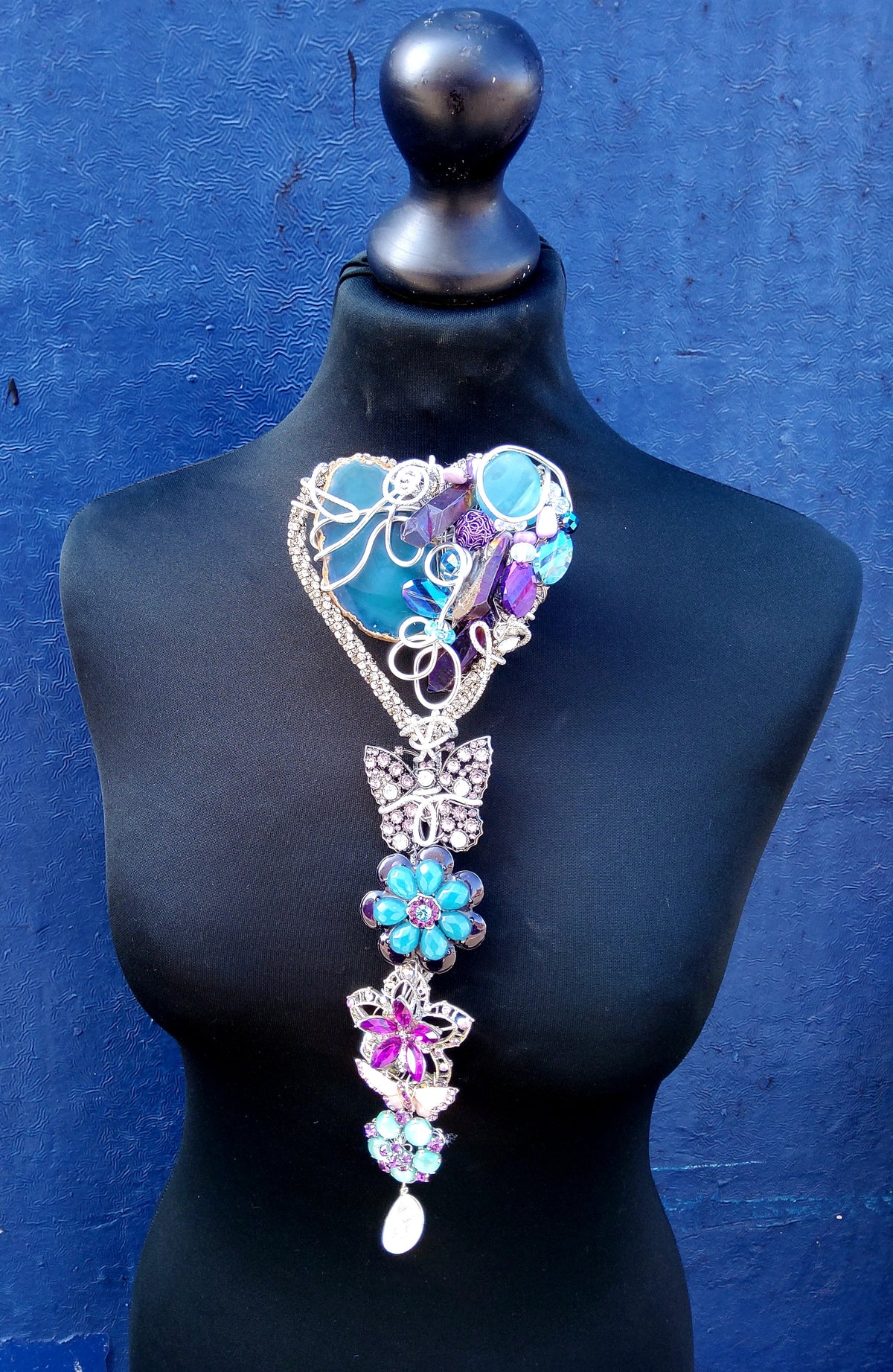 Statement Asymmetric Purple & Iridescent Earrings (to order)