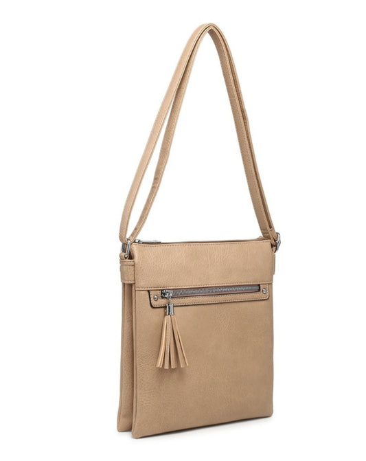 Brown Crossbody Bag with Tassel