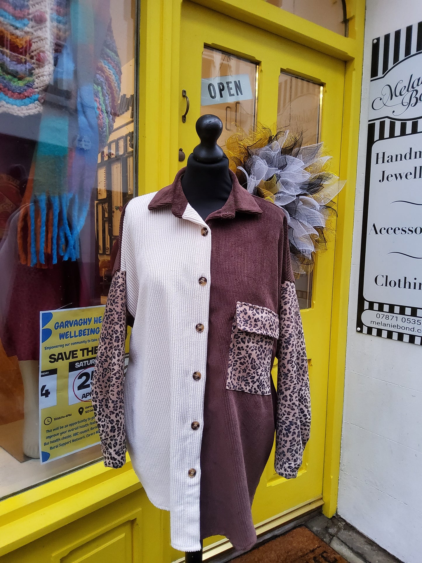 Asymmetric leopard print brown & cream oversized shirt