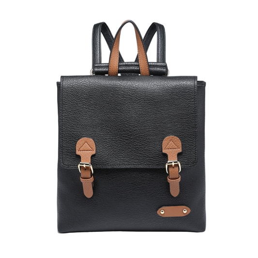 Black Double Buckle Backpack