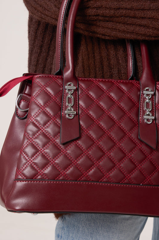 Burgundy Quilted Handbag