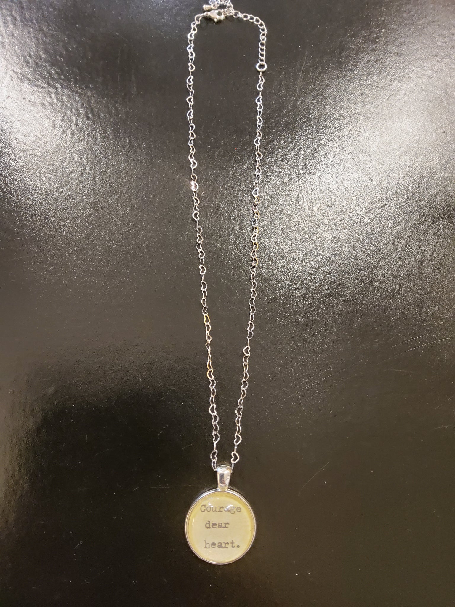 Courage Dear Heart Cream Pendant Necklace