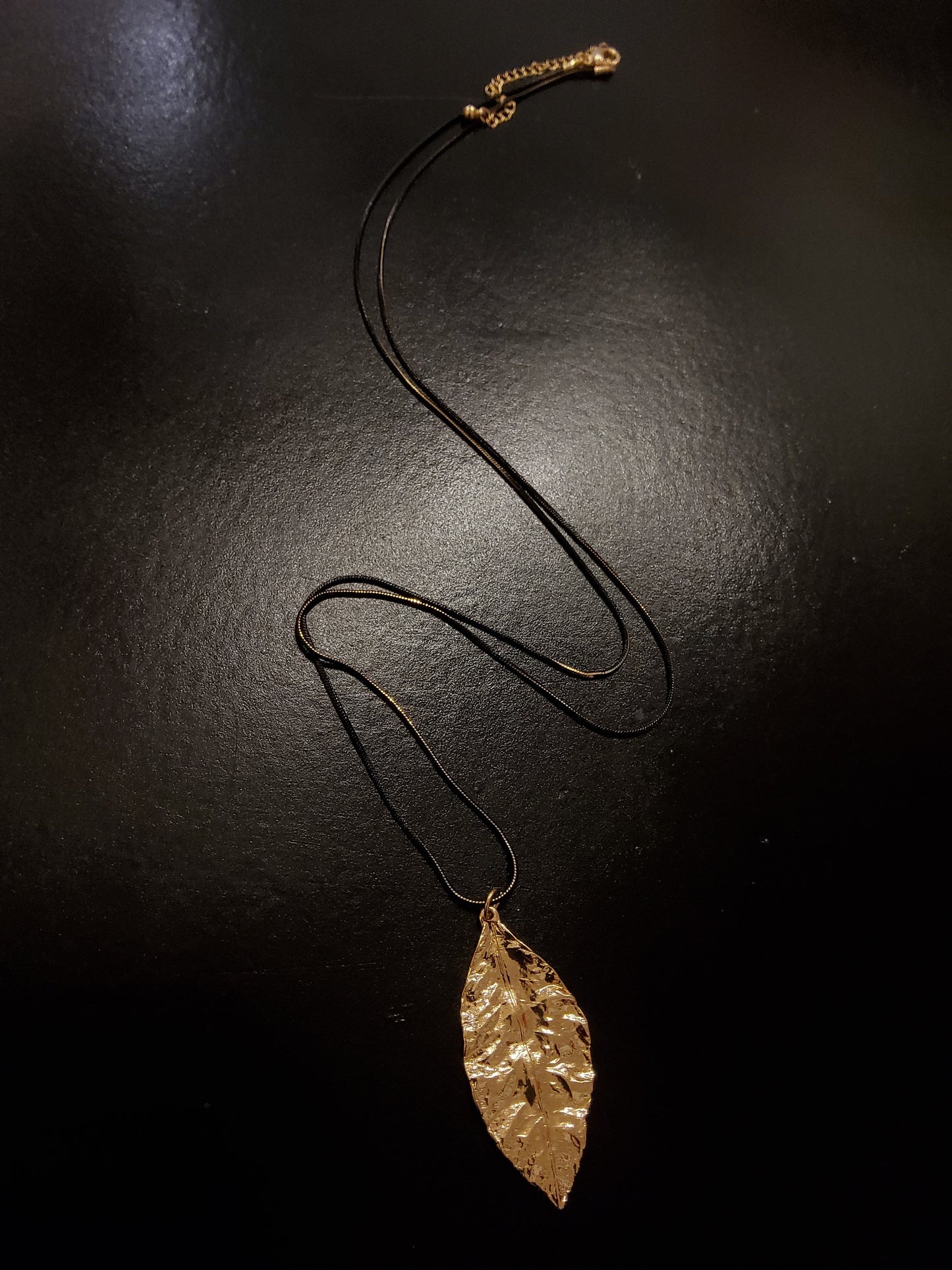 Gold Leaf Necklace with Black and Gold