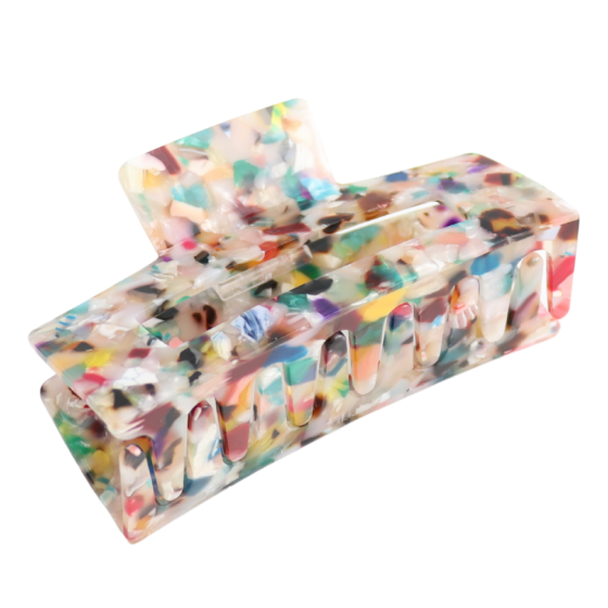 Multicoloured Spotted Rectangle Claw Clip