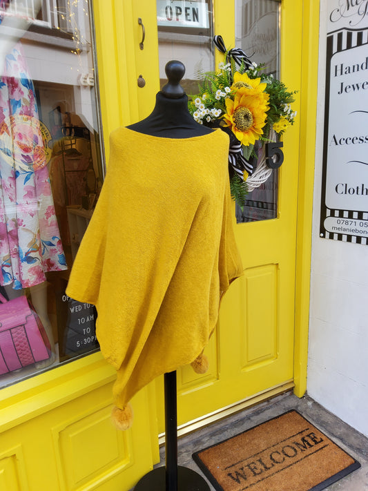 Pom Pom Poncho Wrap
