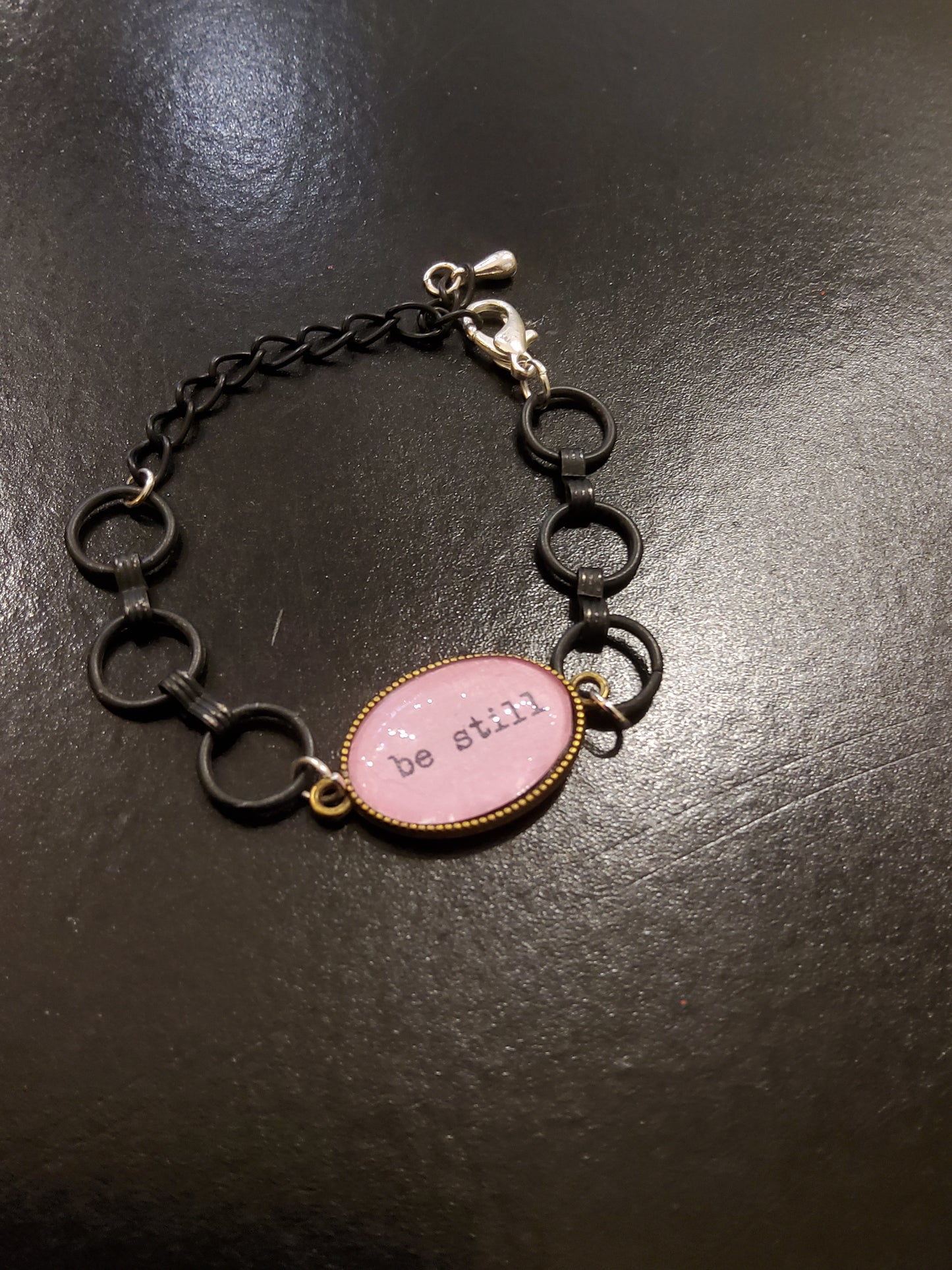 "Be Still" Pink and Black Loop Bracelet