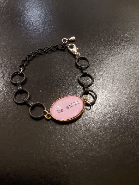 "Be Still" Pink and Black Loop Bracelet