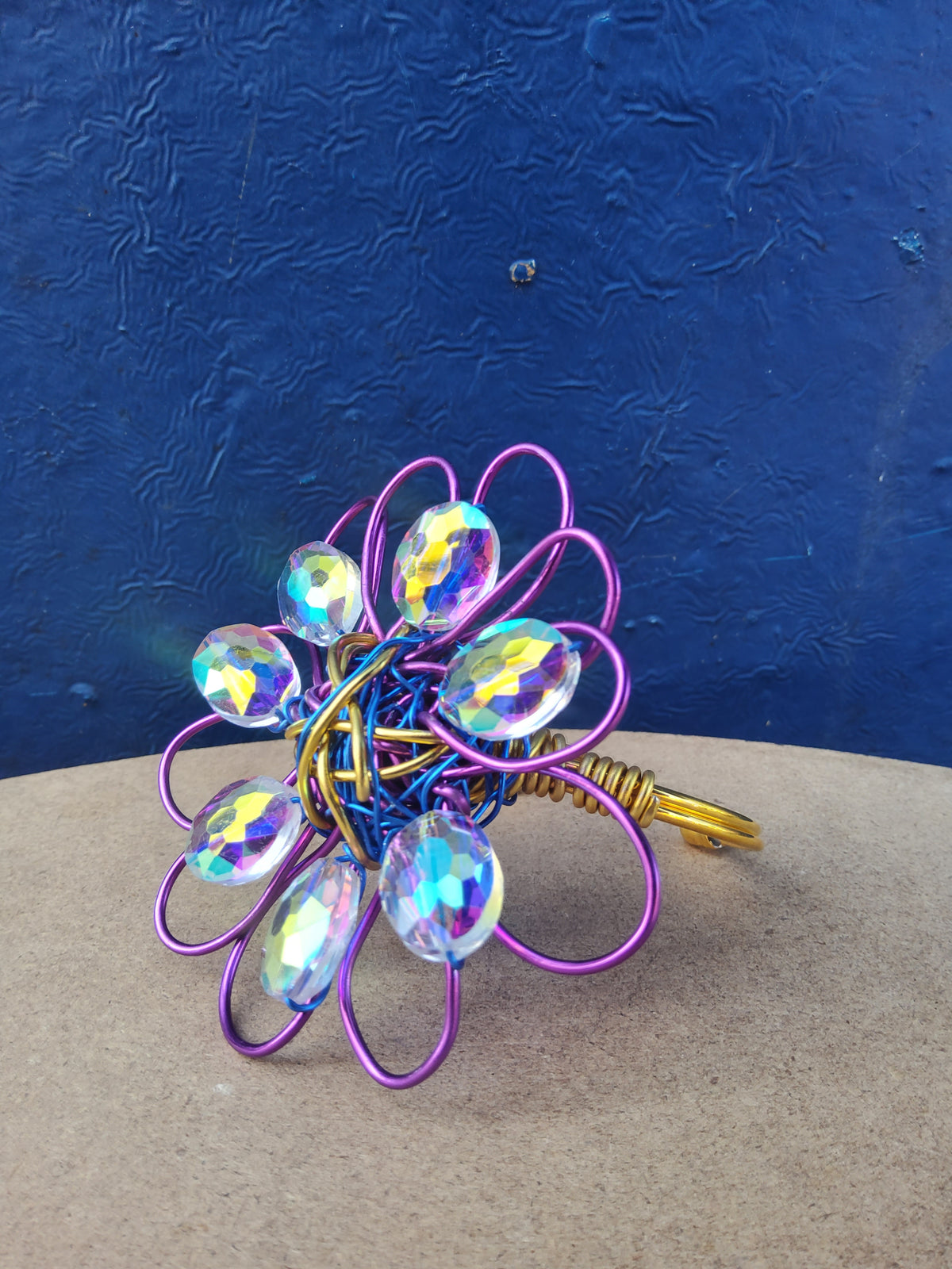 Asymmetric Purple, Blue & Gold Geometric earrings