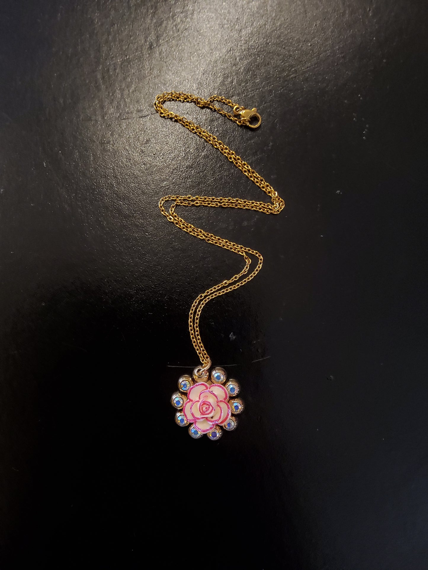 Rose Necklace with Diamanté Embellishments