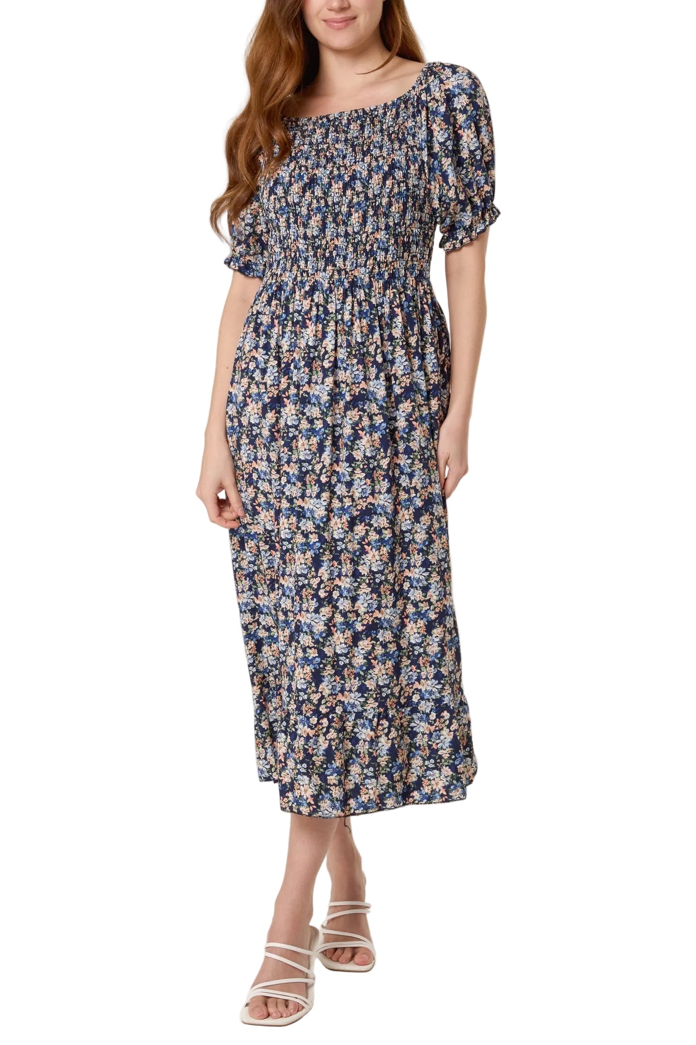 Ditsy Floral Milkmaid Midi Dress