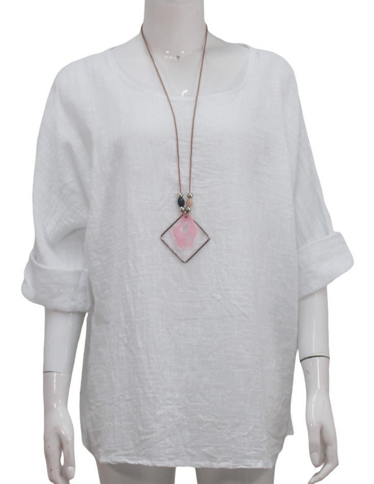 White Loose Cotton Top