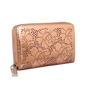 Metallic floral self-patterned purse by Red Cuckoo
